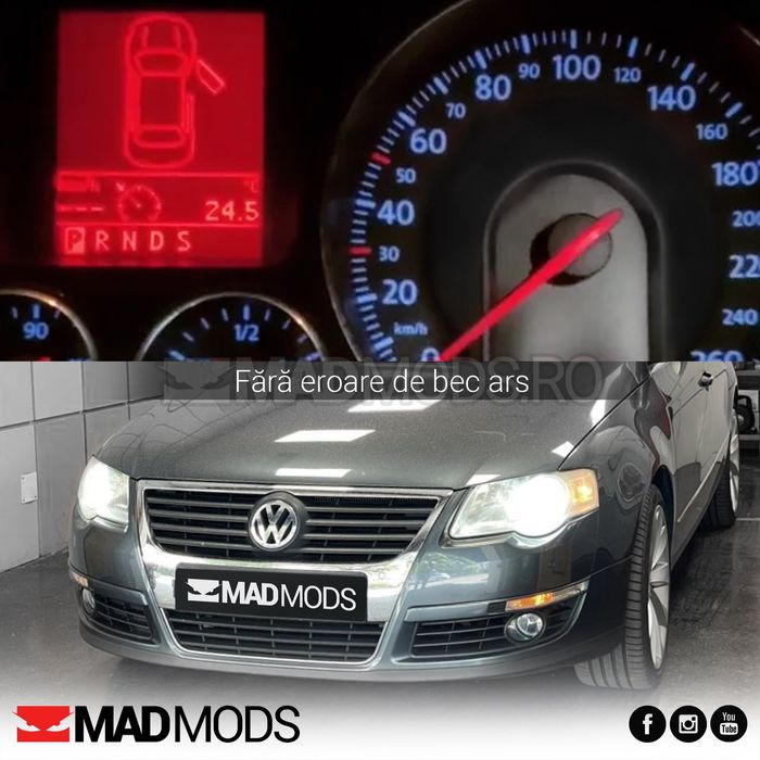 Set 2 Becuri Led H1 H3 H4 H7 H8 H9 H11 HB3 HB4 180W 6000k Canbus