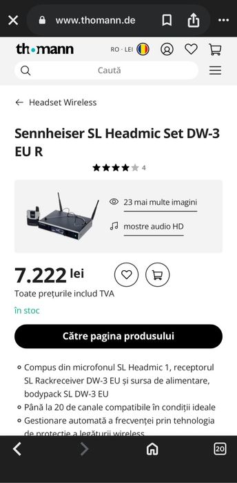 Vând Senheiser SL DW
