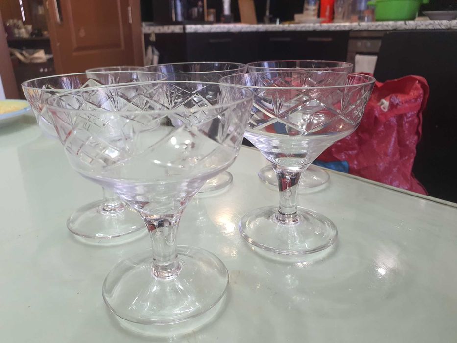 Кристални чаши 5 броя