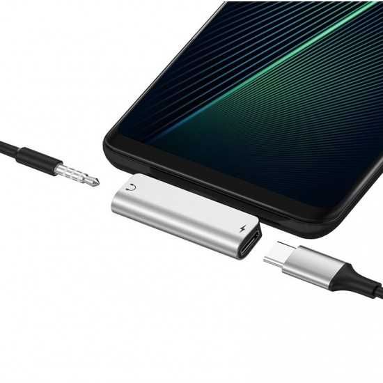 Преходник LS26 HOCO USB-C към USB-C+3.5mm за телефон зареждане +ст.жак