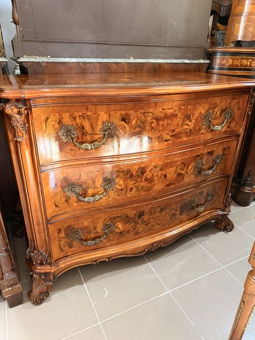 Comoda Vintage Lemn Masiv Intarsii Servanta Bronz Baroc