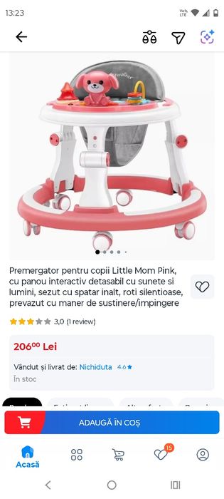Premergător pentru copii Little Mom Pink