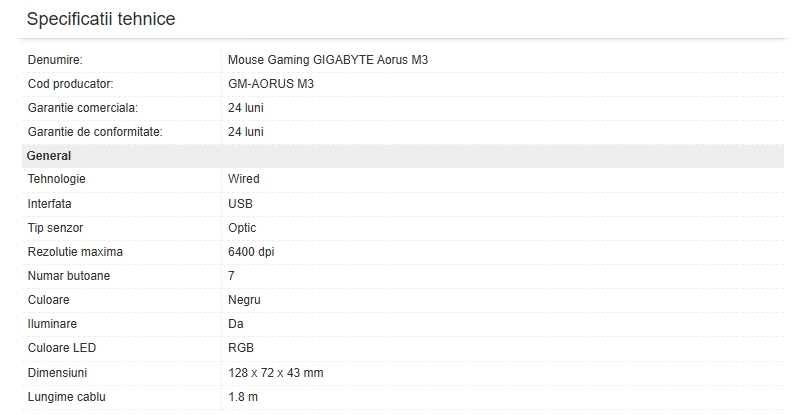 Mouse Gaming Gigabyte, nou, sigilat - OMRON Switches