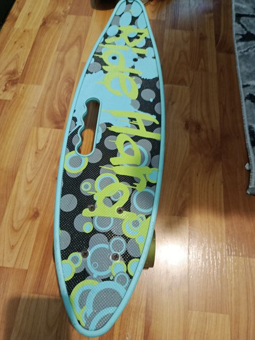 Penny Board portabil cu mâner Ride Hard,  - Turcoaz / Bleu
