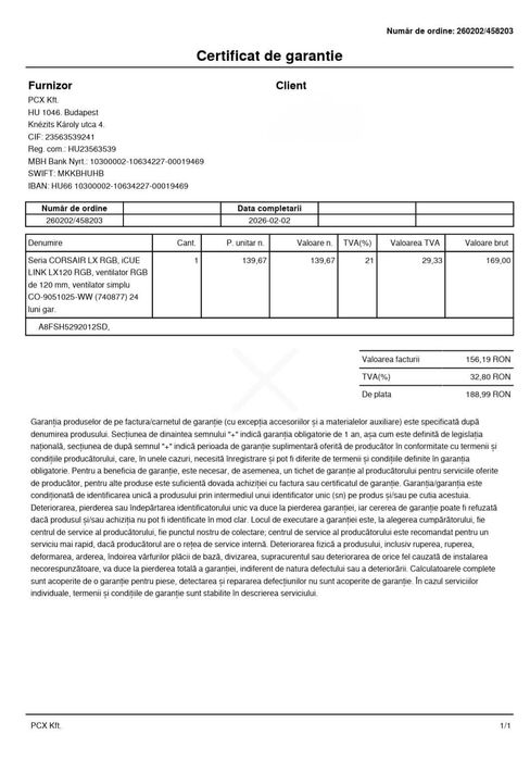 Corsair LX120 black - garantie + factura