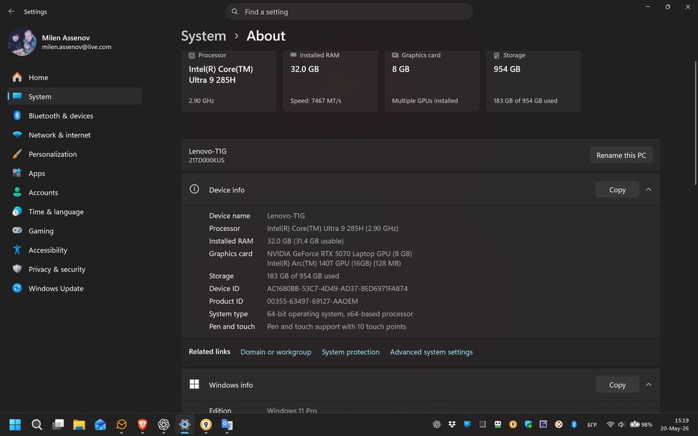 Lenovo ThinkPad T1G 8gen Intel Ultra 9 ram32 1TB sdd OLED 3.2K