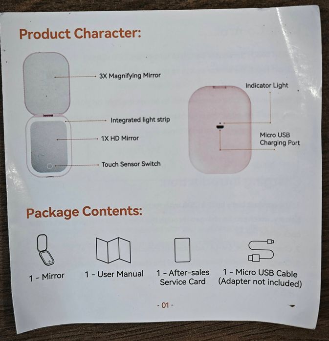 Мини огледало с лед лампа