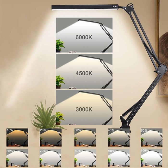 LED Настолна Лампа с Клипс и Основa – Черна