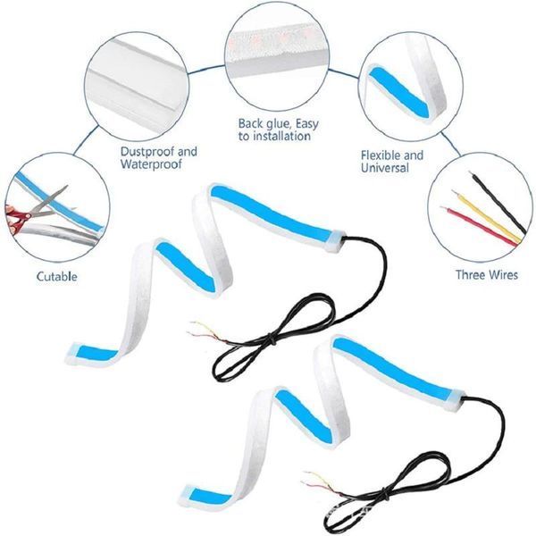 Дневни светлини с вграден бягащ мигач силикон, 45 см. А-3213-2