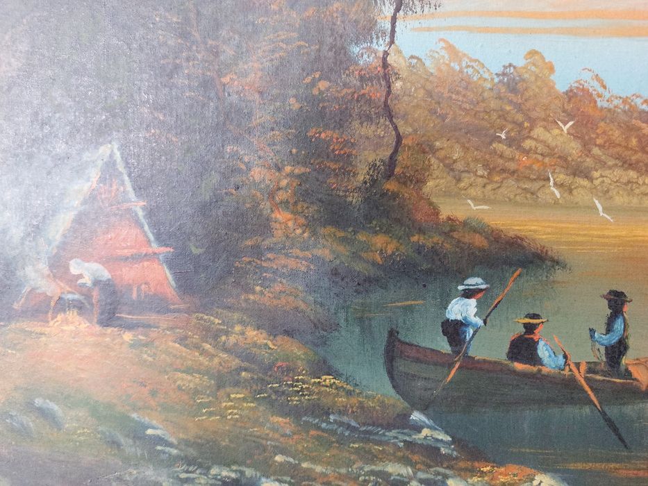 Delta la apus, ulei pe panza, semnat, 77/56 cm, un cadou unic!