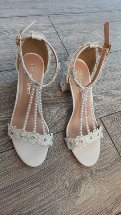 sandale albe de ocazie/de mireasa