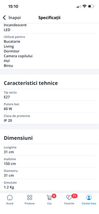 Lustra/pendul cu un bec