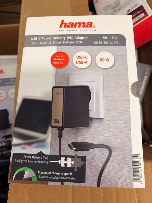 Produse noi sigilate! Alimentator USB-C, HAMA Power Delivery (PD), 5-20V / 60W