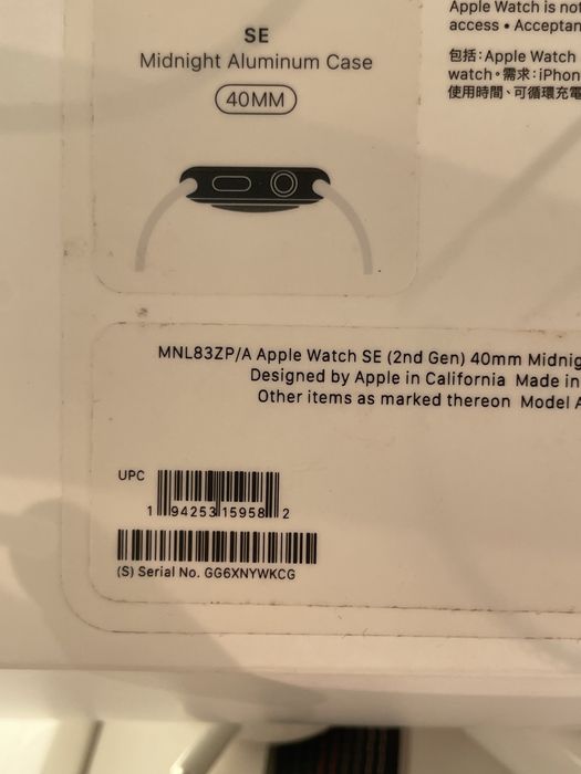Apple watch SE 2nd gen 40mm GPS