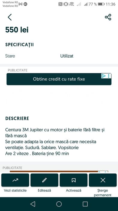Masca respirație  de protecție cu ventilator 3M