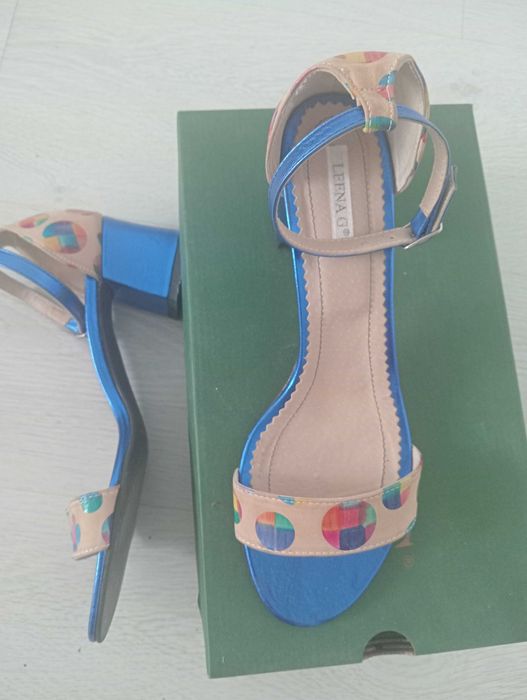 Sandale albastre dama,piele naturală,lucrate pe comandă,Nr 38