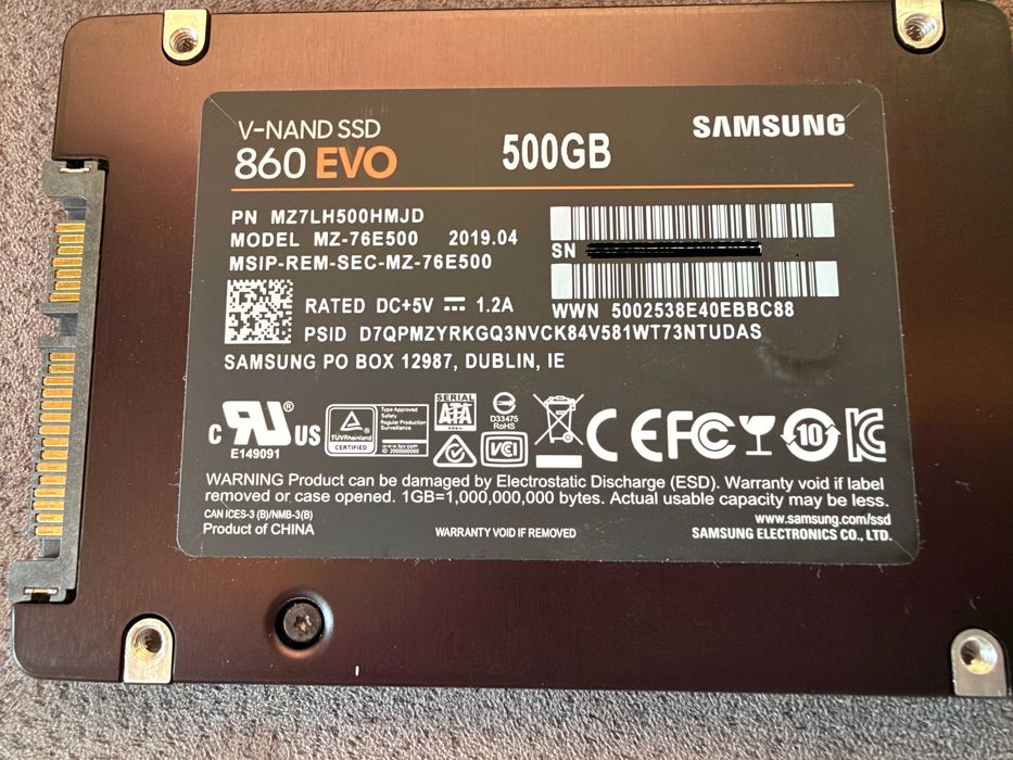 4x SODIMM Samsung 16GB DDR4-3200 64GB RAM Laptop, SSD 512GB Samsung 860 PRO, SSD 500GB 860 EVO S-ATA3
