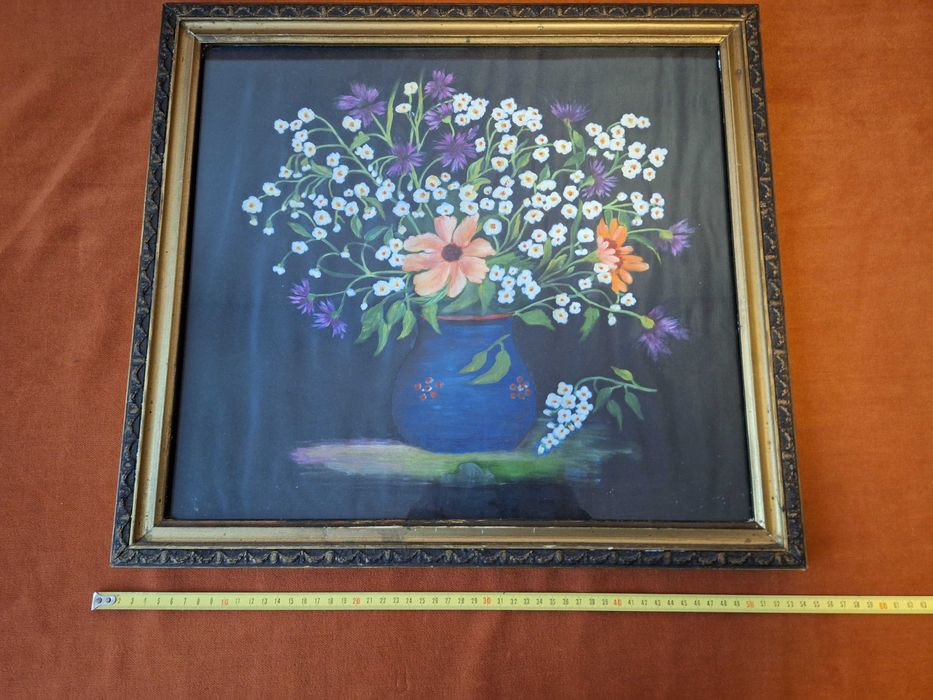 Tablou – antique / vintage / vechi, pe panza ,model 6, rama si sticla