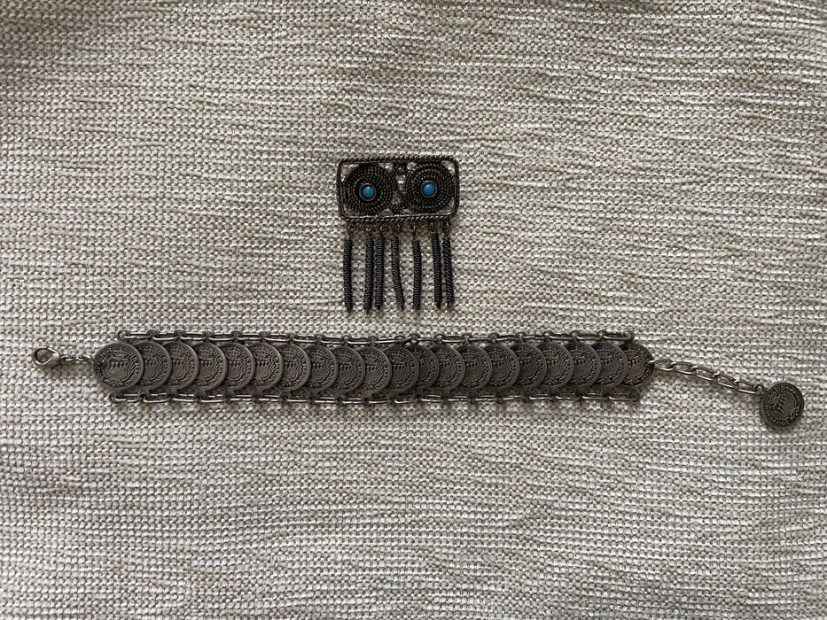 Стилни старинни брошка и гривнa/метал отлична изработка