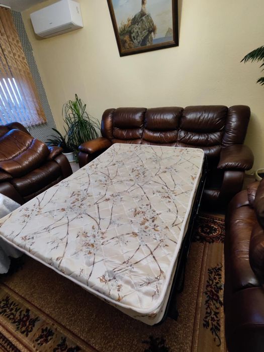 Кожен Диван Холна гарнитура/ релакс Фотьоили