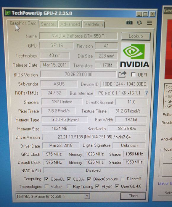 Placa video ASUS GTX 550 Ti