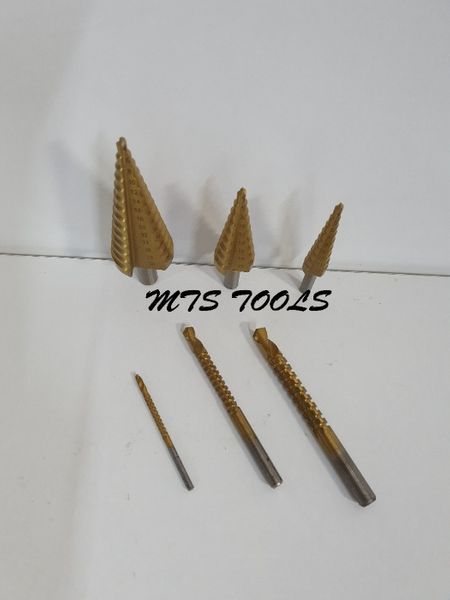 Set burghiu conic in trepte spiral perforator 6 piese
