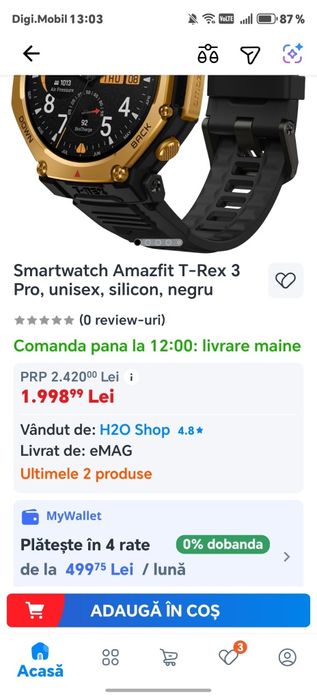 T rex 3 pro nou . Ceasul este nou nouț