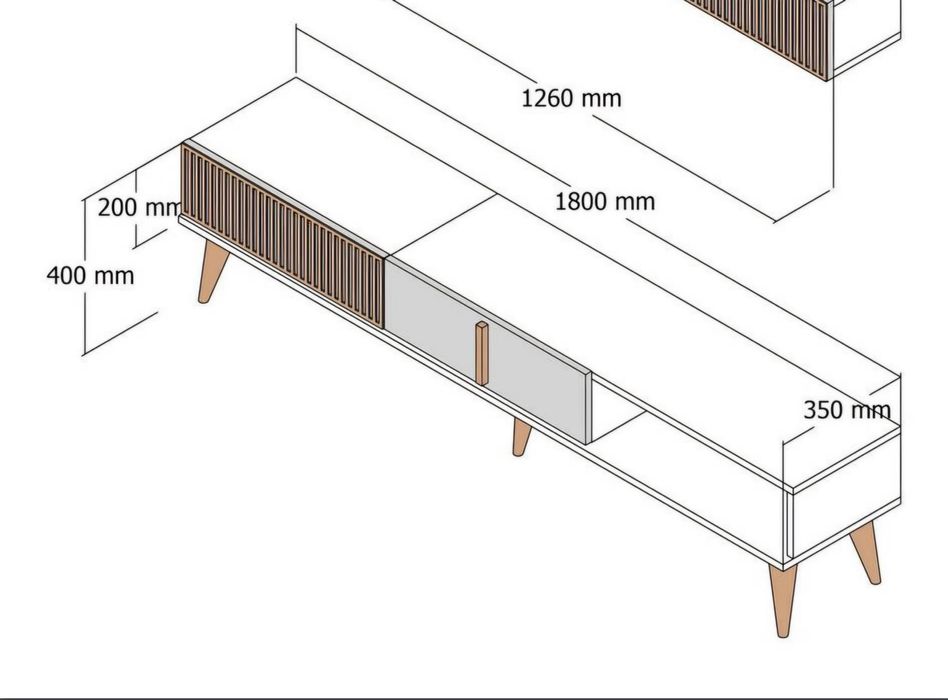 Comoda TV alb+lemn - stil scandinav
