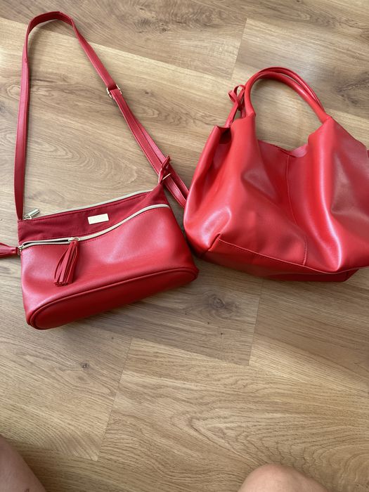Червени чанти еко кожа