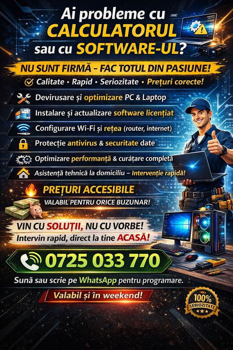 Nu sunt PFA sau SRL.Servicii IT la tine acasă.