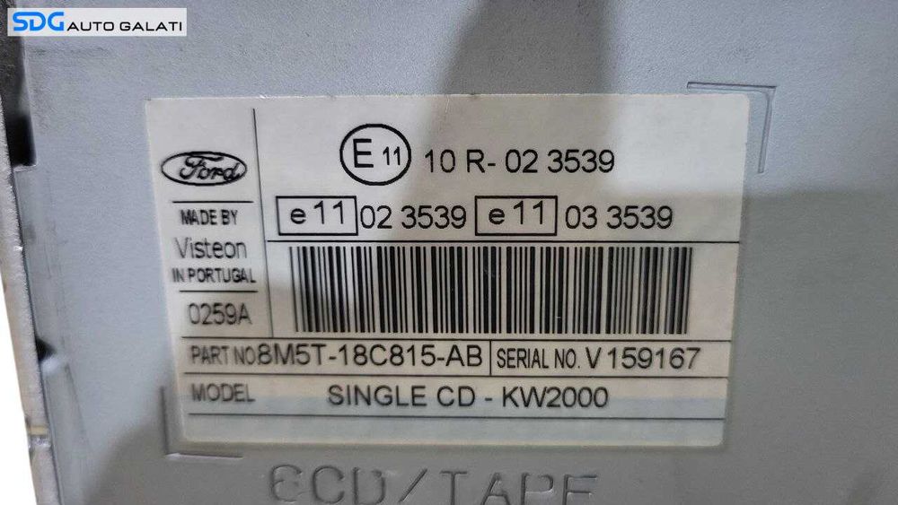 Unitate Radio CD Player Single CD 6000CD KW2000 Ford Kuga 2008 - 2013 Cod 8M5T-18C815-AB [L7956]