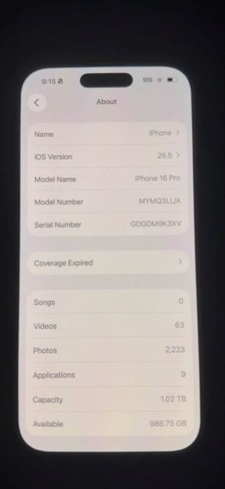 Ocazie Iphone 16 Pro 1TB impecabil 2200 lei