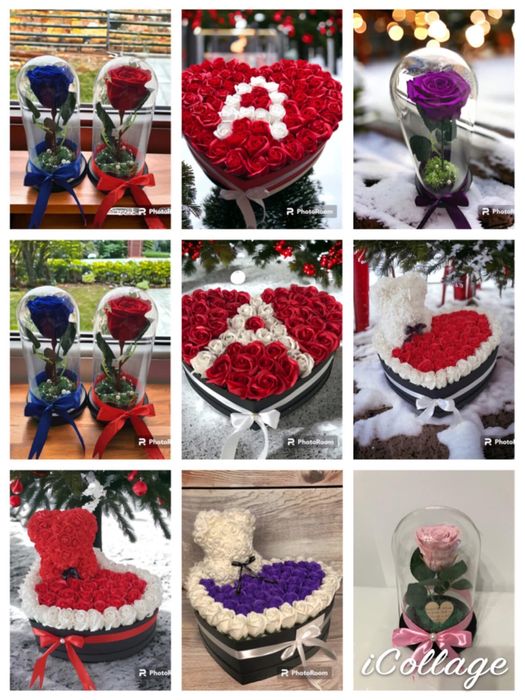 Trandafiri criogenati ursuleti in cutie cutii aranjament cadoul ideal