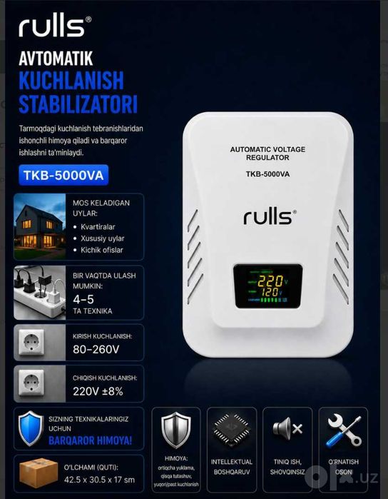 стабилизатор напрежения релейный TKB-RULLS 5000VA 220W stabilizatr