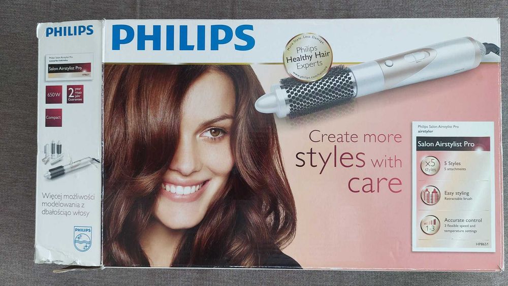 Perie cu aer cald Philips Salon Airstylist Pro (5 accesorii), la cutie