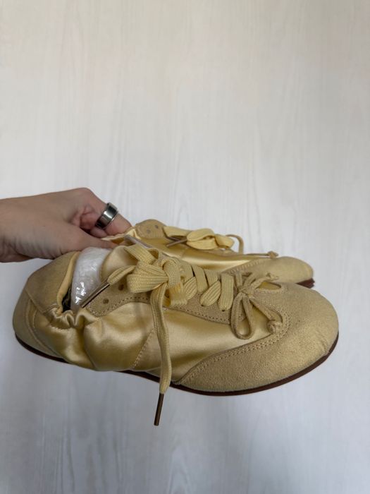 Balerini sneakers galbeni cu fundițe  balletcore coquette, noi