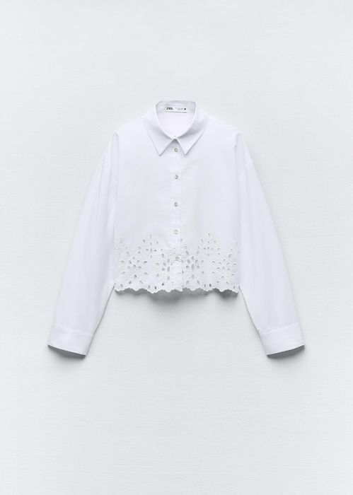 Къса риза с рязана дантела Зара Zara