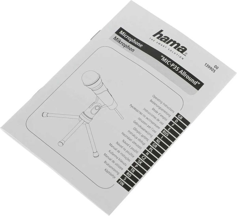 Настолен Микрофон HAMA със стойка за компютър, лаптоп 3,5mm JACK, 2m