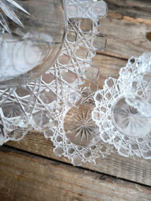 Антикварен комплект кристал и сребро