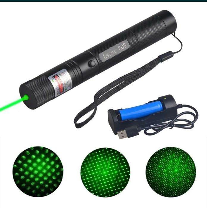 Laser puternic 3D verde . Raza de lumina 10 km, putere 20000mW!