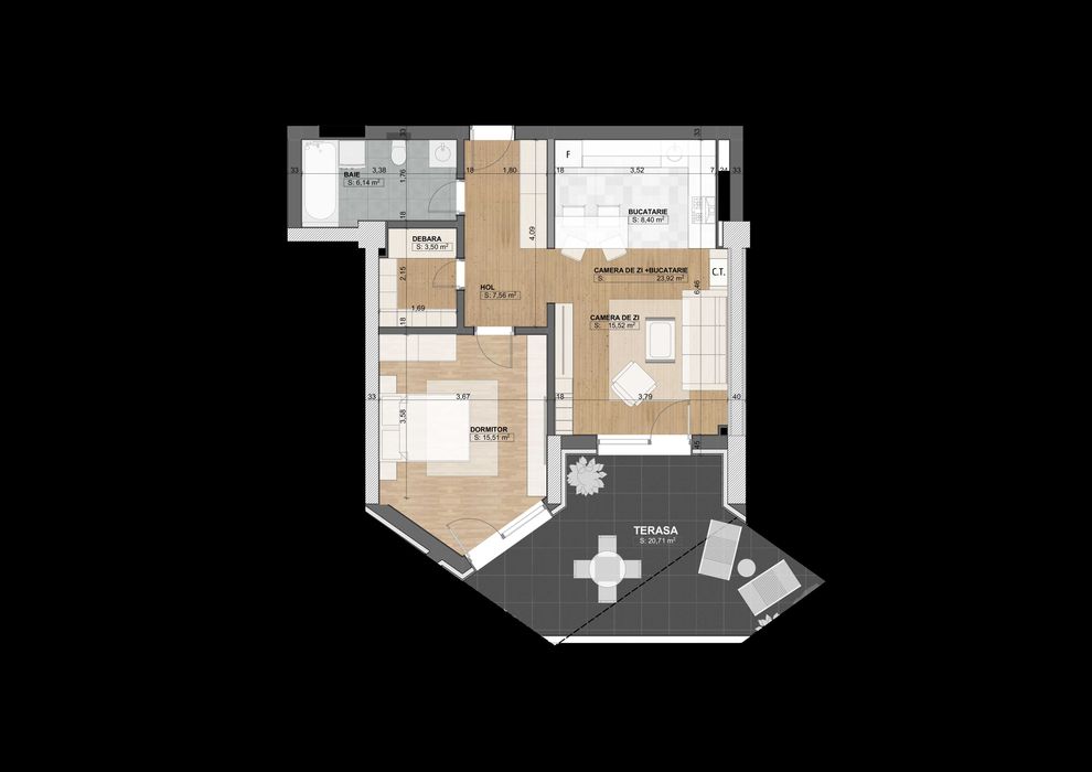 Apartament de lux  2 camere de inchiriat