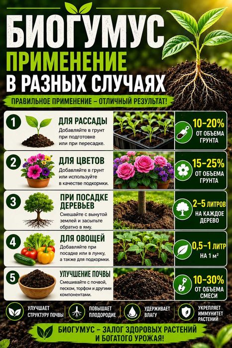 БИОГУМУС натуральное органическое удобрение для сада и огорода