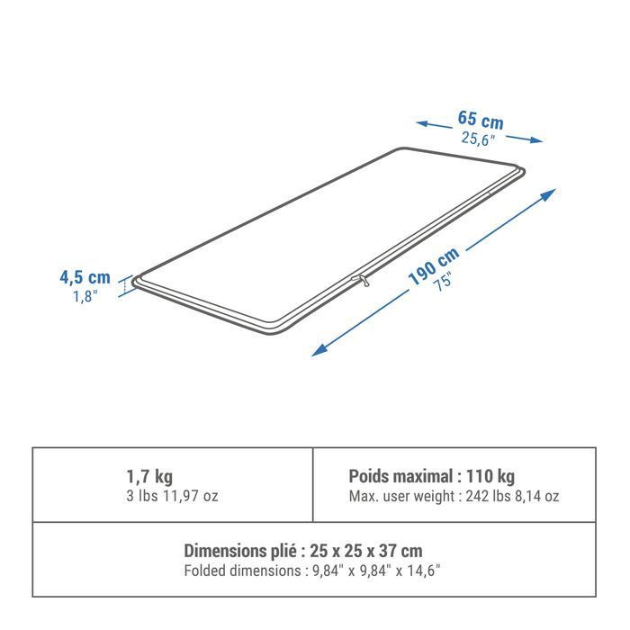 Saltea auto-gonflabilă camping 1 - produs resigilat Decathlon