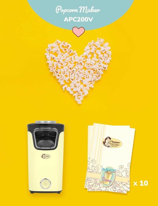 Машина за пуканки Bestron Turbo Popcorn за по-малко от 2 минути