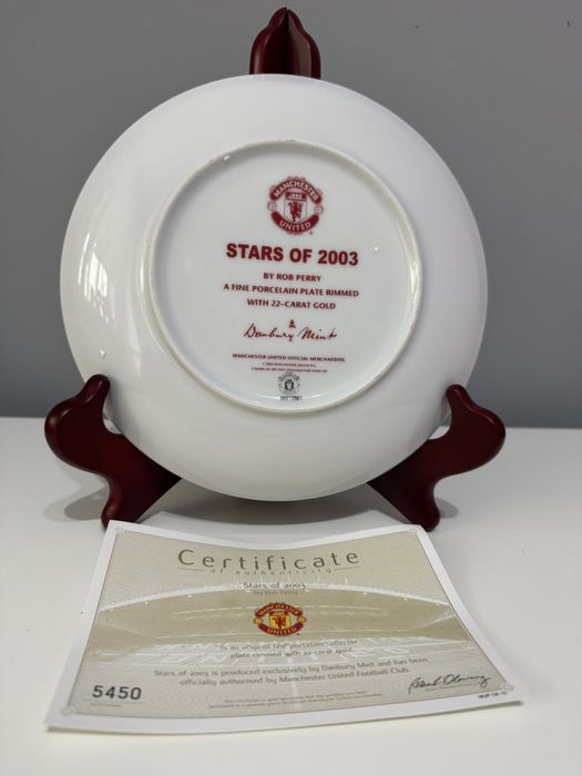 Колекционерска чиния Danbury Mint – Manchester United „Stars of 2003“ (със сертификат и кутия)