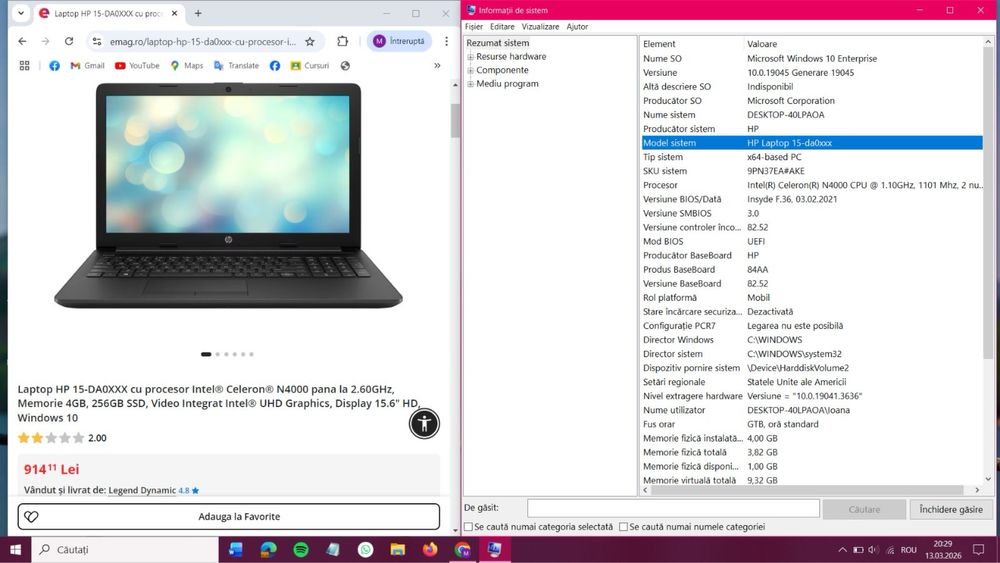 Laptop HP - display stricat