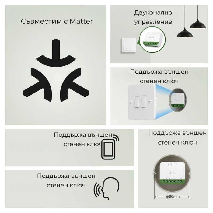 SONOFF MINI DUO 2GS – Двуканален Matter Смарт прекъсвач
