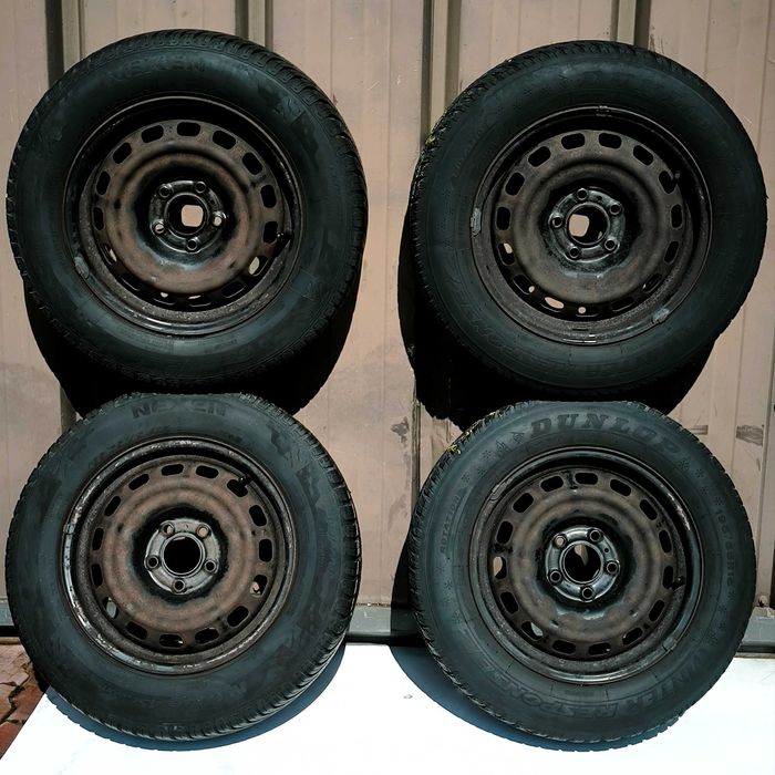 Set jante otel / tabla 5x108 R15, 6 1/2J x 15 H2, ET42, cu anvelope de iarna si 20 prezoane / suruburi