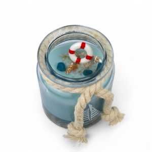 Морска свещ от соев восък в стъклен буркан