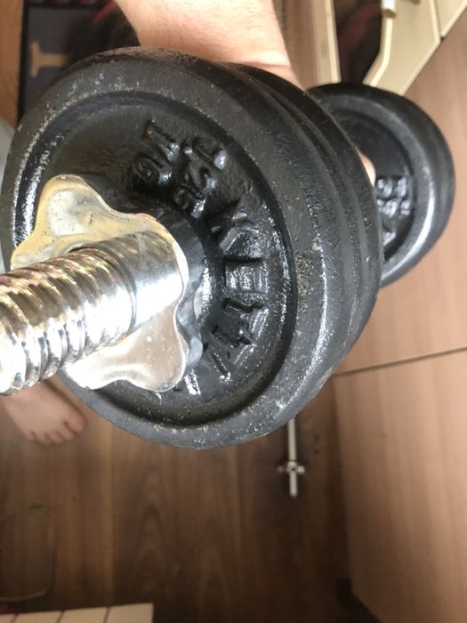 Gantere noi reglabile Otel crom profesionale 10+10 kg=20 kg 200 ron